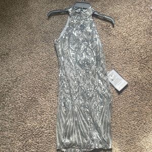 Gray sequins formal dress